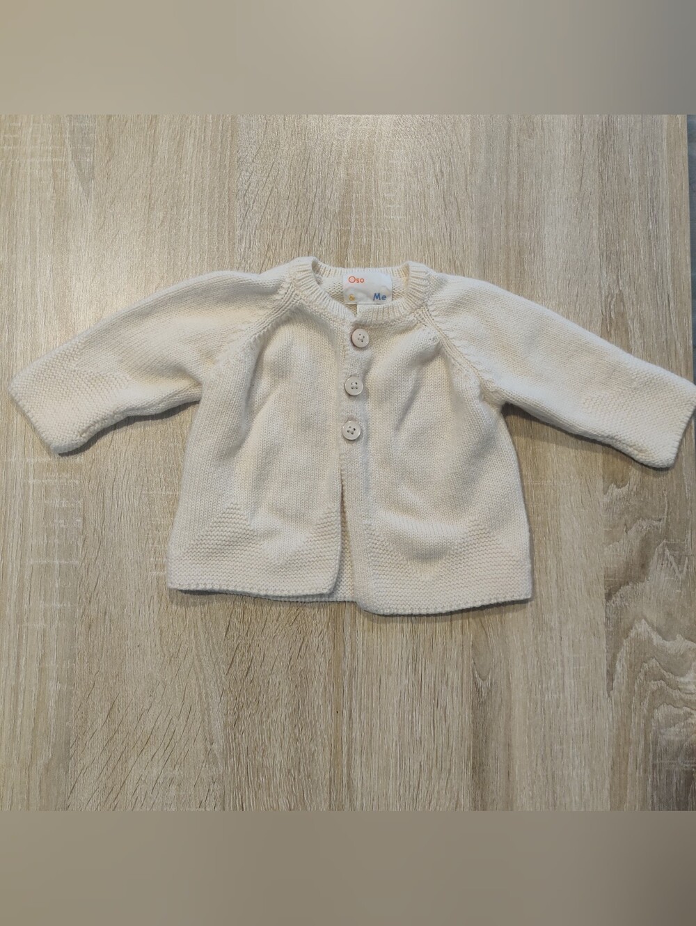 Baby Cream Merino Wool Cotton Blend Knit Button-Front Cardigan Size 3mo